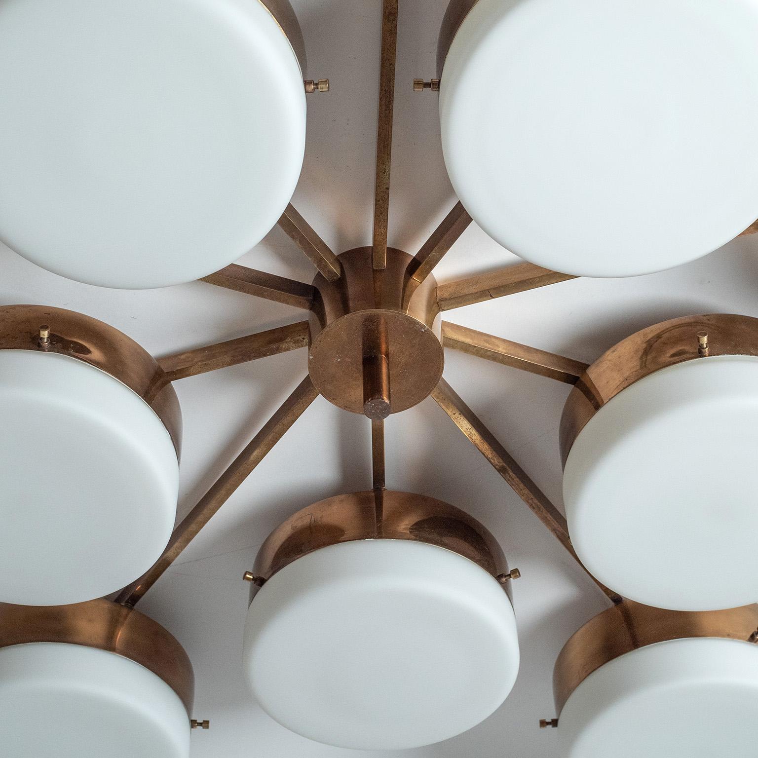 Mid-Century Modern Grand plafonnier à 10 branches de Gio Ponti, 1960, Arredoluce en vente