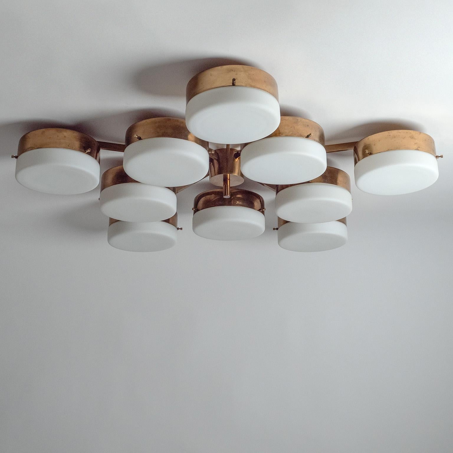 Grand plafonnier à 10 branches de Gio Ponti, 1960, Arredoluce Bon état - En vente à Vienna, AT