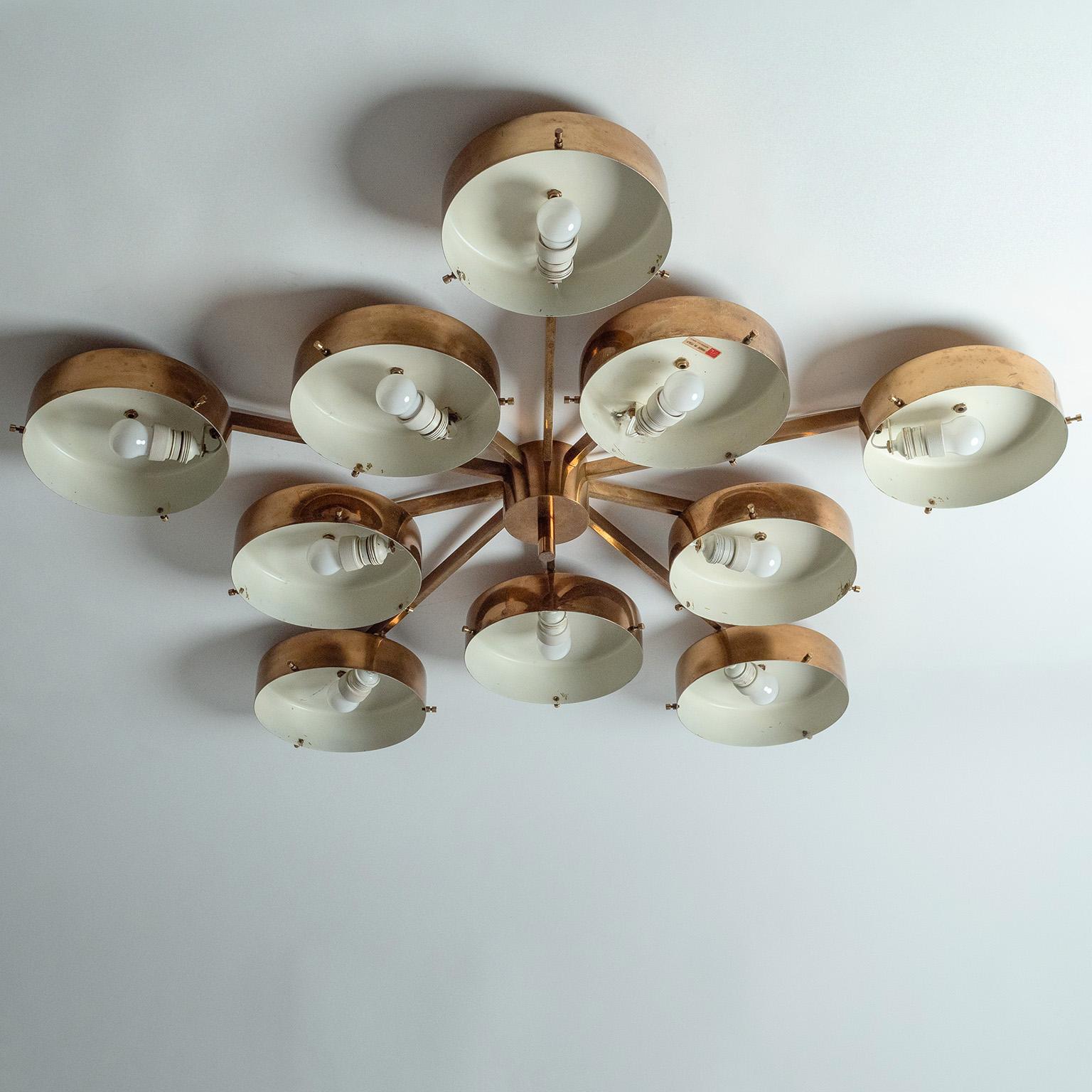 Milieu du XXe siècle Grand plafonnier à 10 branches de Gio Ponti, 1960, Arredoluce en vente