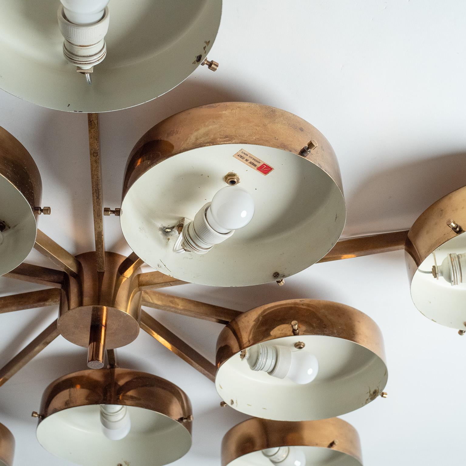 Laiton Grand plafonnier à 10 branches de Gio Ponti, 1960, Arredoluce en vente