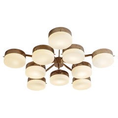 Large Gio Ponti 10-Arm Ceiling Light, 1960, Arredoluce