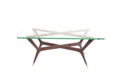 Mesa de centro grande de Gio Ponti, de nogal y cristal grueso de Fontana Arte, 1940