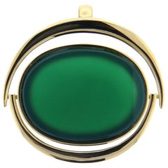 Large Giorgio Facchini Green Agate Gold Pendant