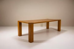 Large Giuseppe Rivadossi Dining Room Table in Oak, Italy 1970s