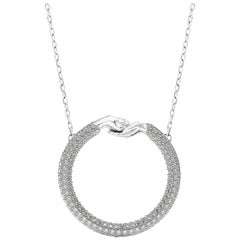 Large Give and Receive 18 Carat White Gold Pendant Pave Set with White Diamonds