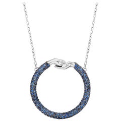 Large Give and Receive 18 Carat Gold, Black Rhodium Pendant with Blue Sapphires