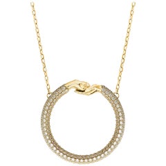 Large Give and Receive 18 Carat Yellow Gold Pendant Pave Set with White Diamonds