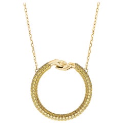 Large Give and Receive 18 Carat Yellow Gold Pendant with Fancy Yellow Diamonds