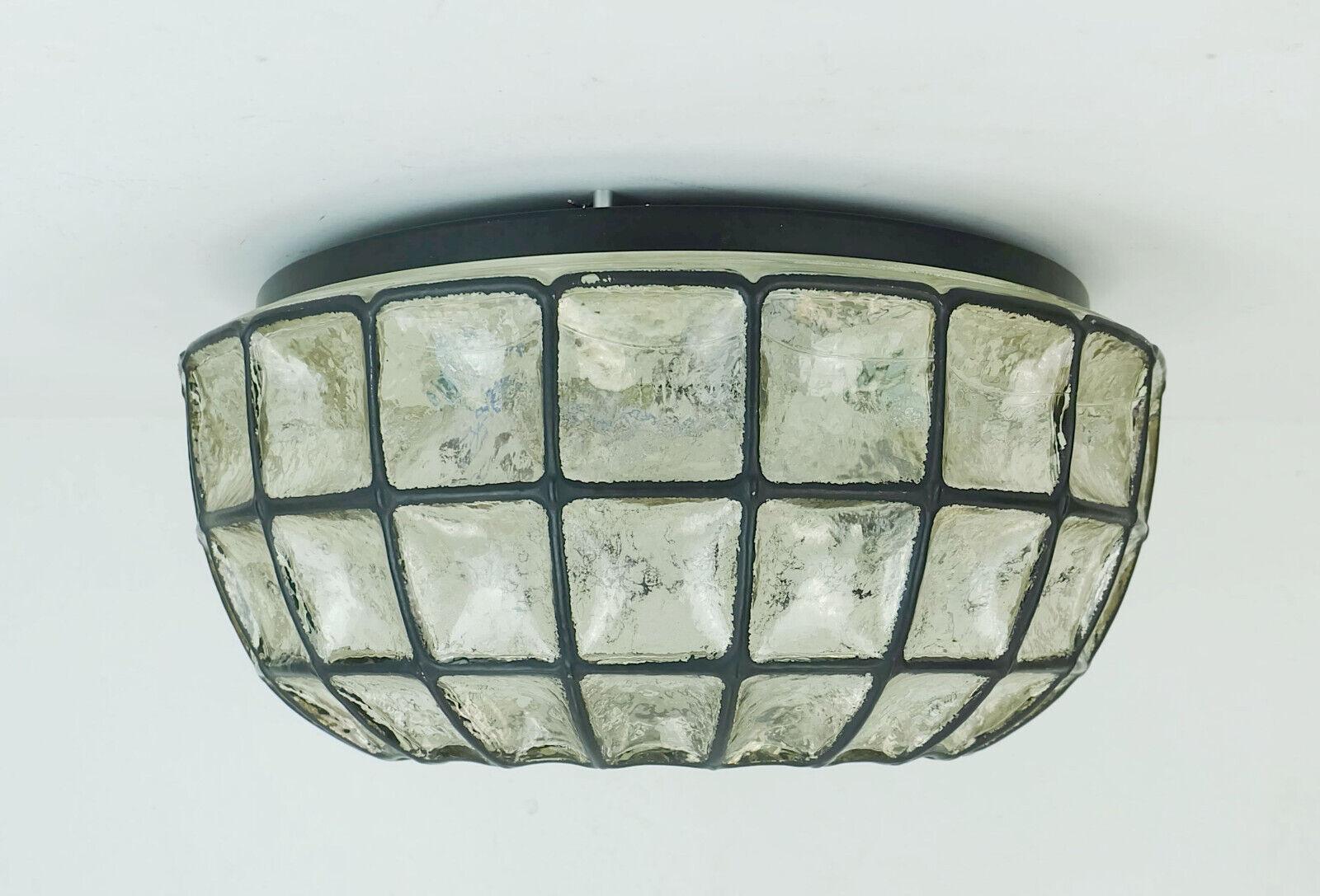 German large glashuette limburg FLUSH MOUNT ceiling fixture model A322A glass with iron