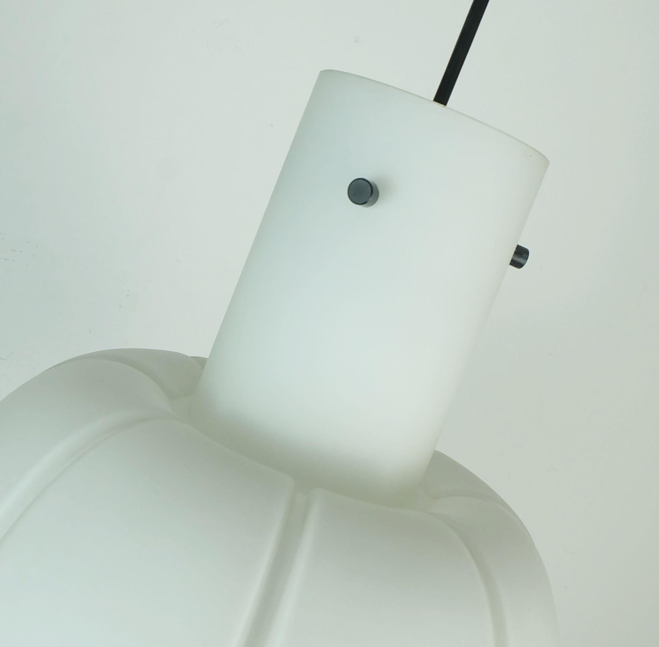German large glashuette limburg PENDANT LIGHT white flower shaped opaline glass shade For Sale