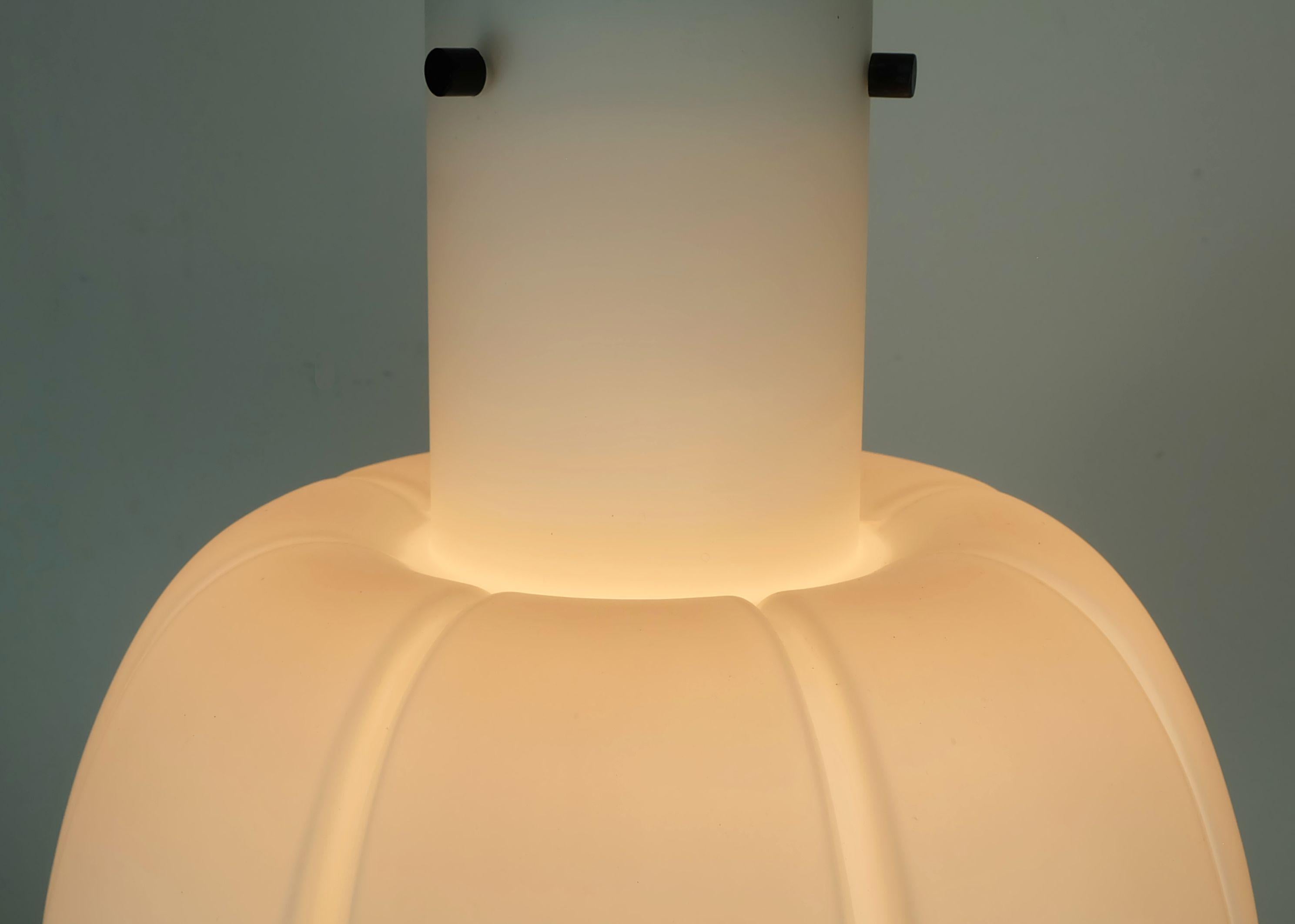 large glashuette limburg PENDANT LIGHT white flower shaped opaline glass shade For Sale 2