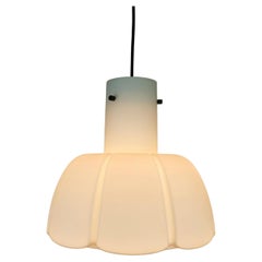 Vintage large glashuette limburg PENDANT LIGHT white flower shaped opaline glass shade