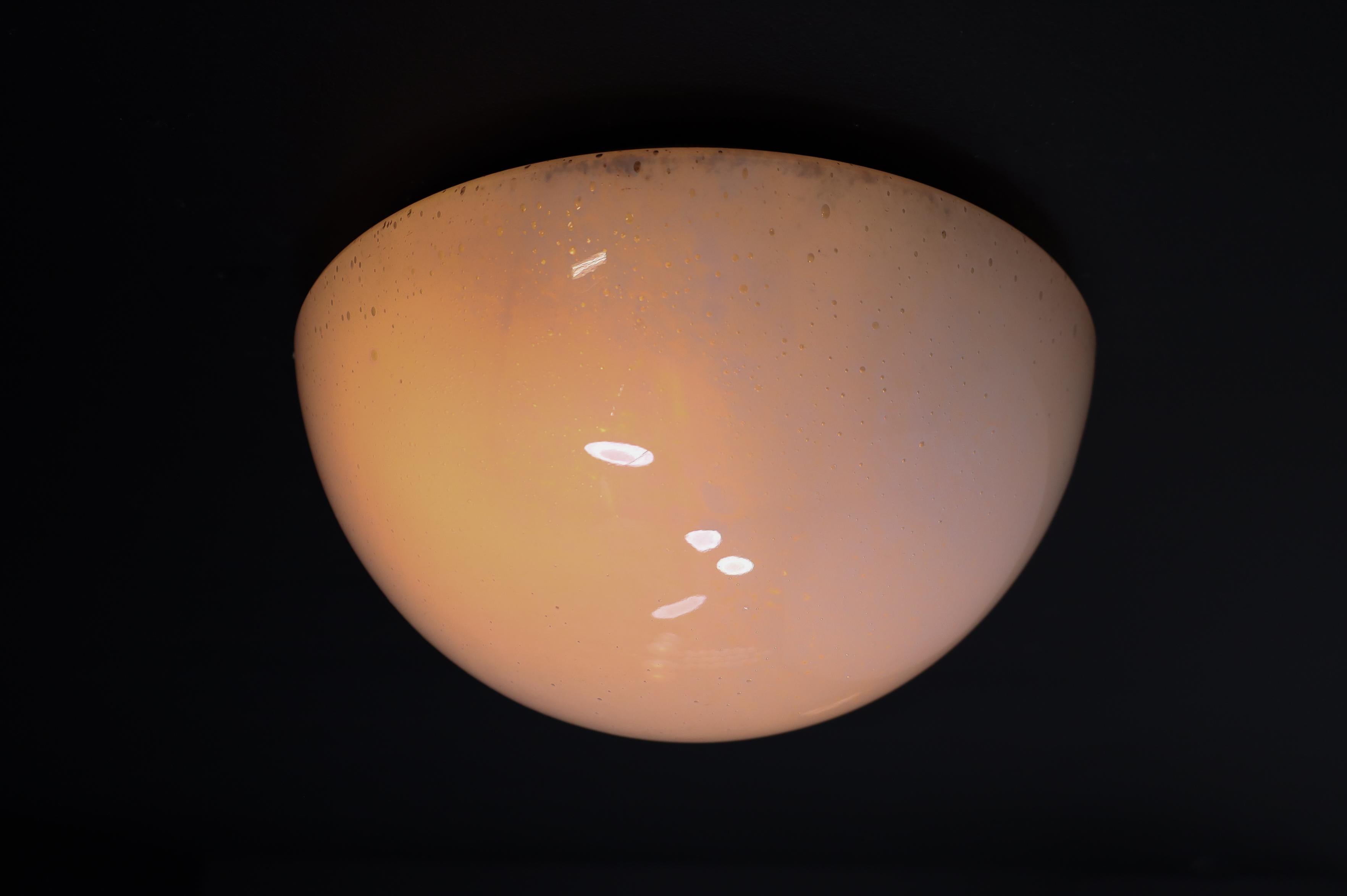 20th Century Large Glashütte Limburg Frosted Glass Ceiling Lights or Sconces, Germany 1970s For Sale
