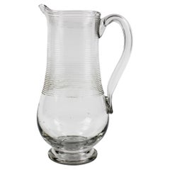 Antique Large Glass 18th Century Normandy Pitcher Caraf Bresle Valley Mouth Blown France