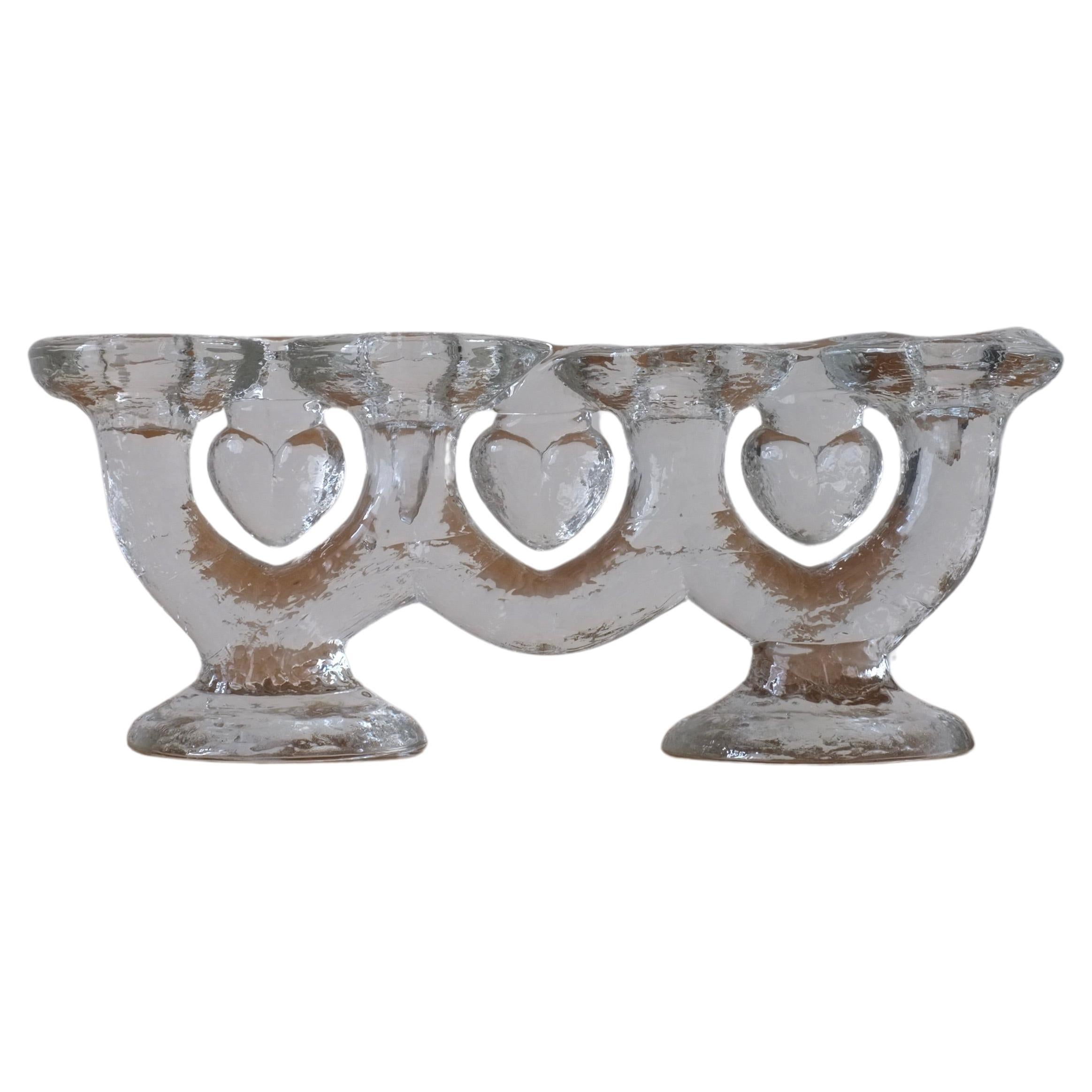 Portavelas grande de cristal de 4 brazos de Staffan Gellerstedt de Pukeberg Glasbruk en venta
