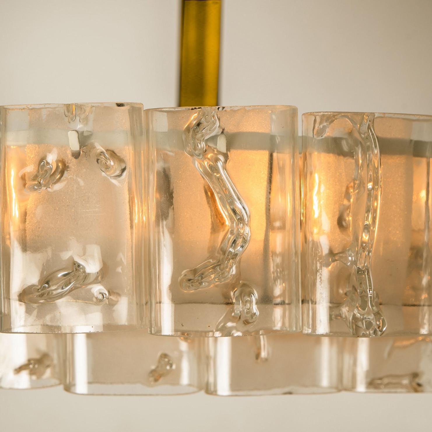 Large Glass and Brass Pendant by Doria, 1970s For Sale 3
