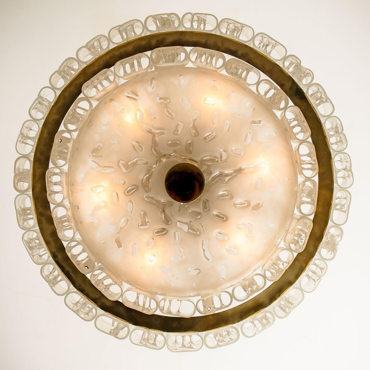 Large Glass and Brass Pendant by Doria, 1970s For Sale 4