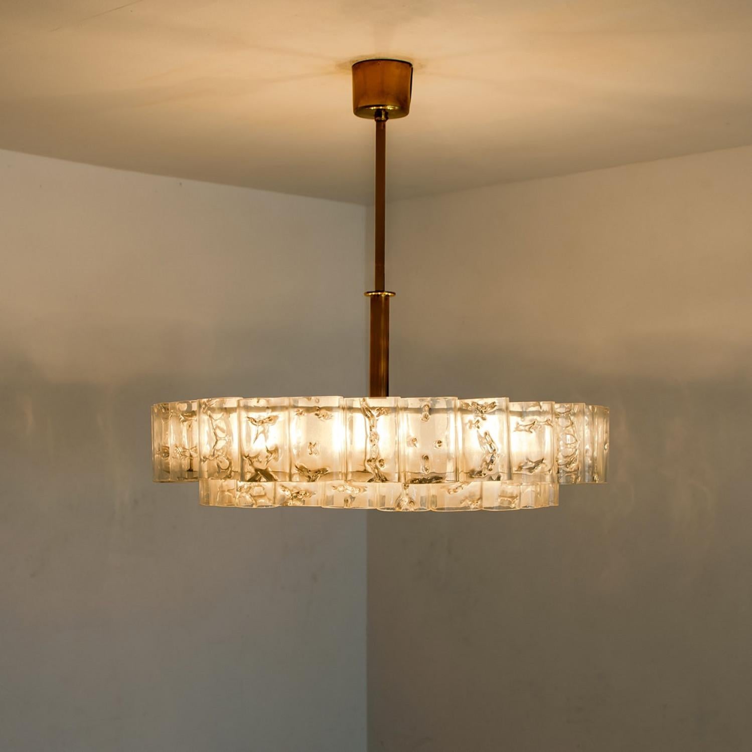 Large Glass and Brass Pendant by Doria, 1970s For Sale 6