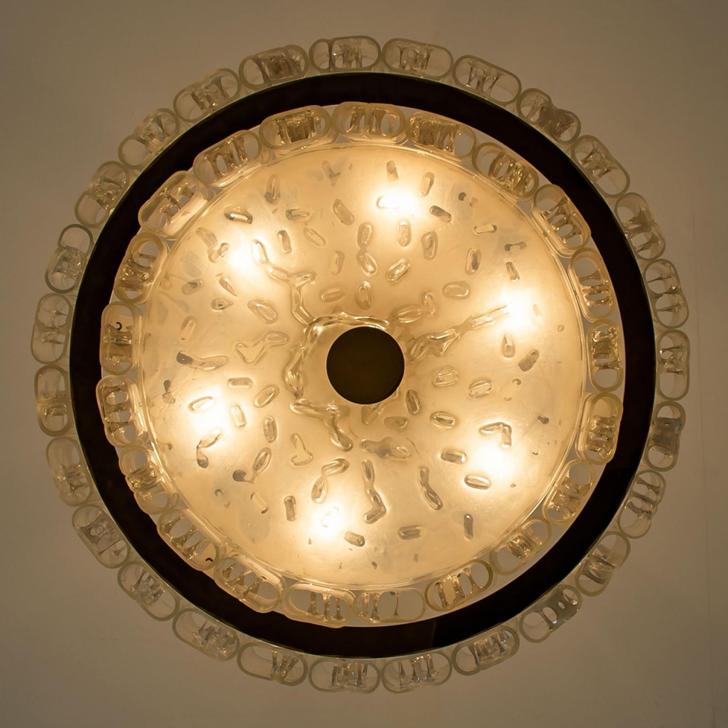 Large Glass and Brass Pendant by Doria, 1970s For Sale 8
