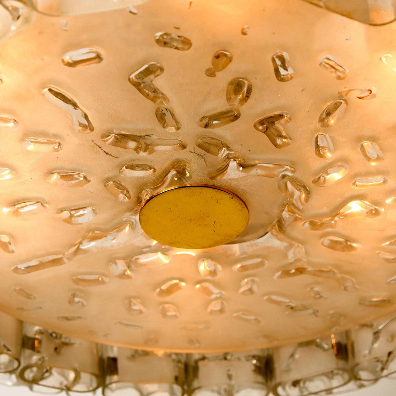 Large Glass and Brass Pendant by Doria, 1970s For Sale 9