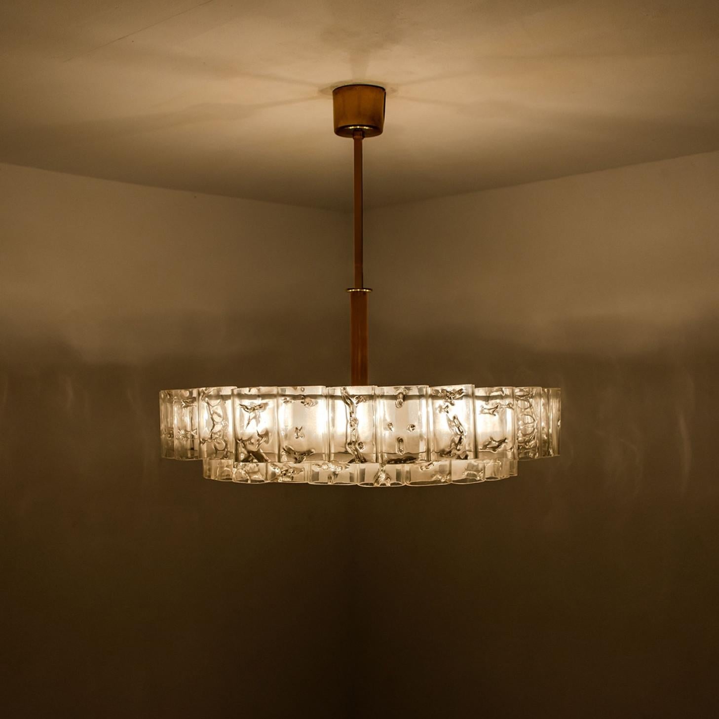 Large Glass and Brass Pendant by Doria, 1970s For Sale 10