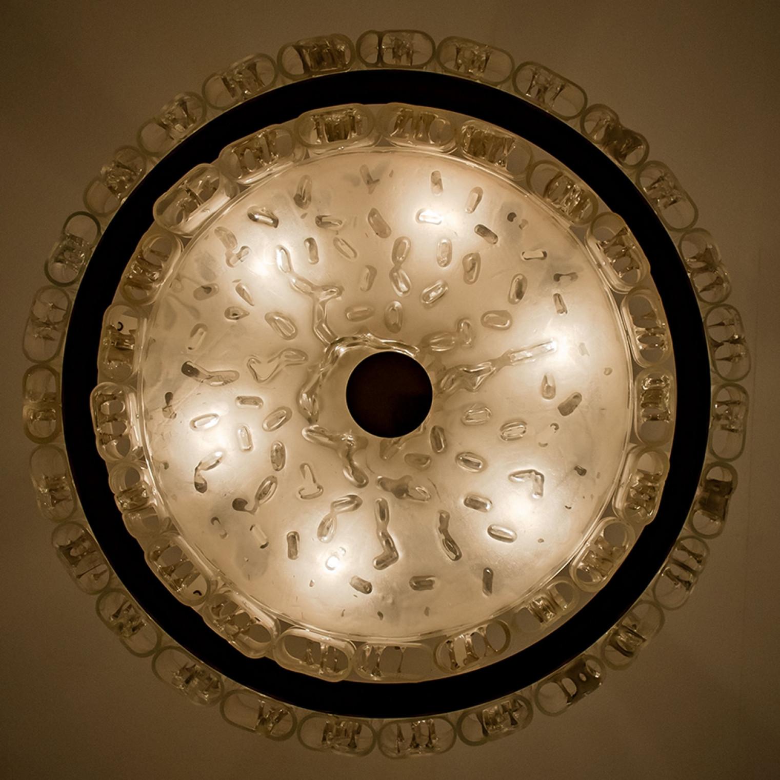 Large Glass and Brass Pendant by Doria, 1970s For Sale 11