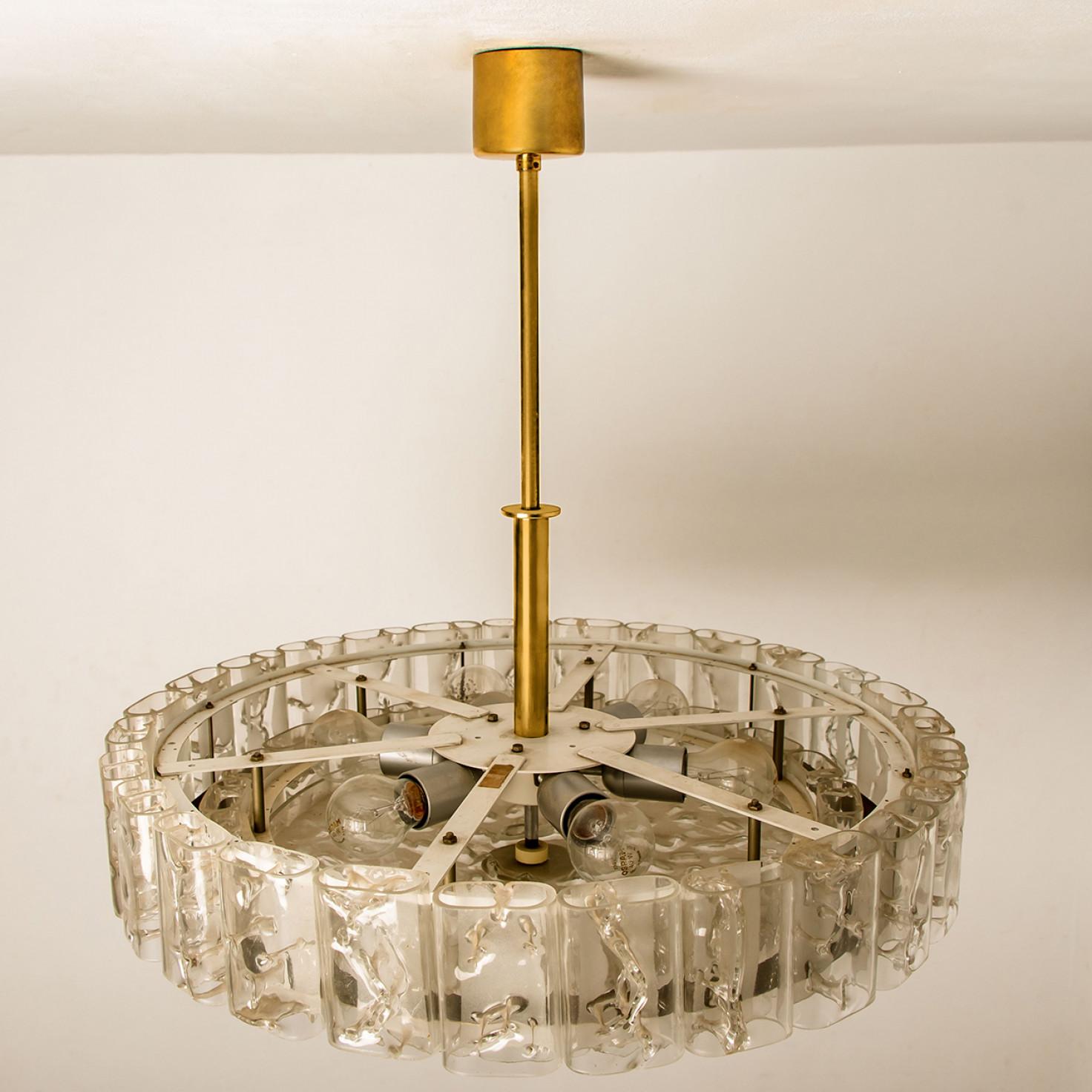 Other Large Glass and Brass Pendant by Doria, 1970s For Sale
