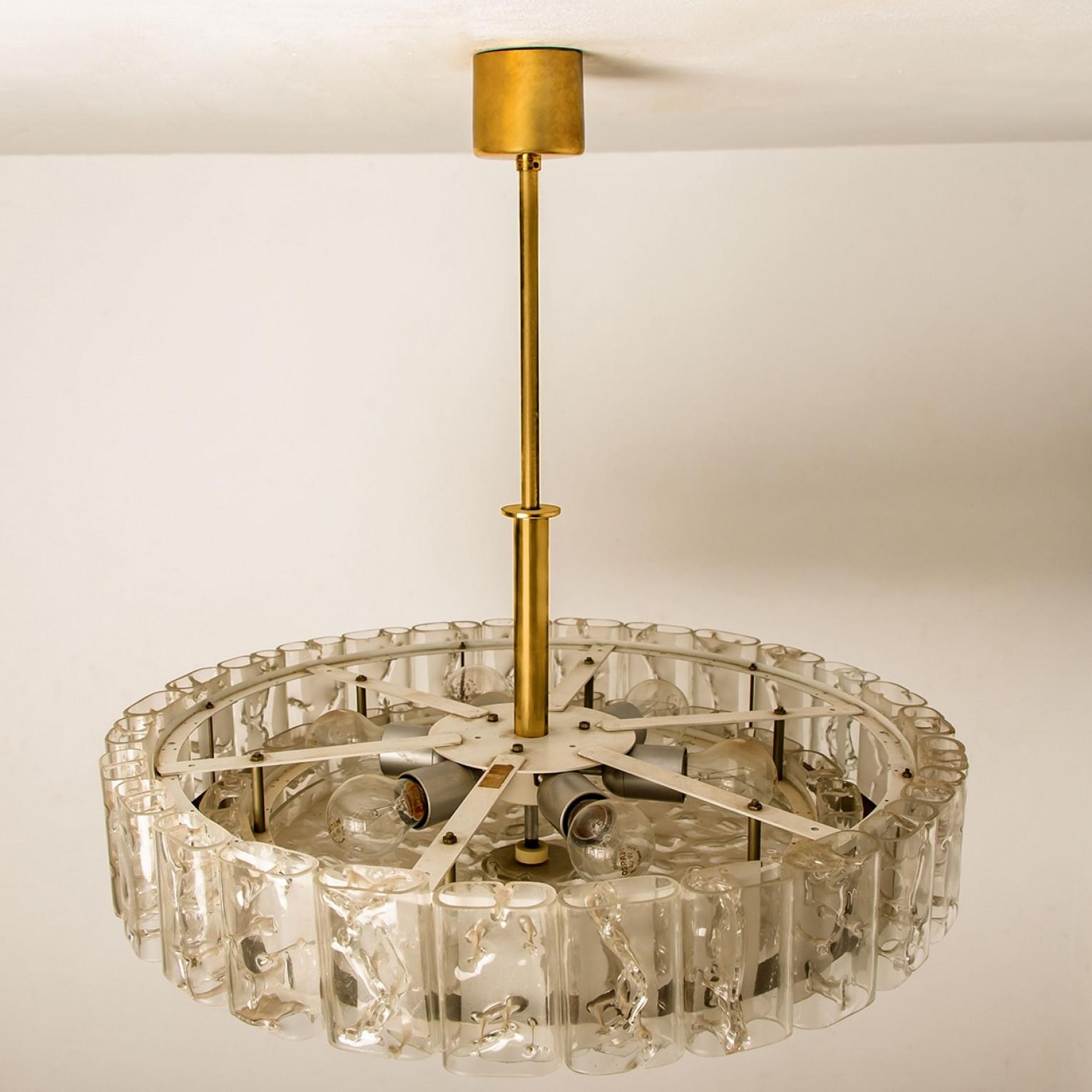 Other Large Glass and Brass Pendant by Doria, 1970s For Sale