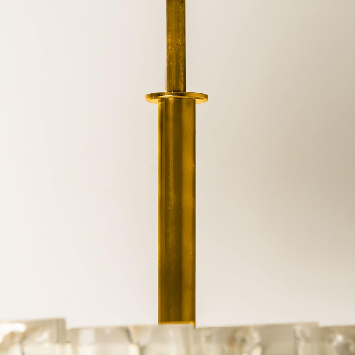 Large Glass and Brass Pendant by Doria, 1970s In Good Condition For Sale In Rijssen, NL