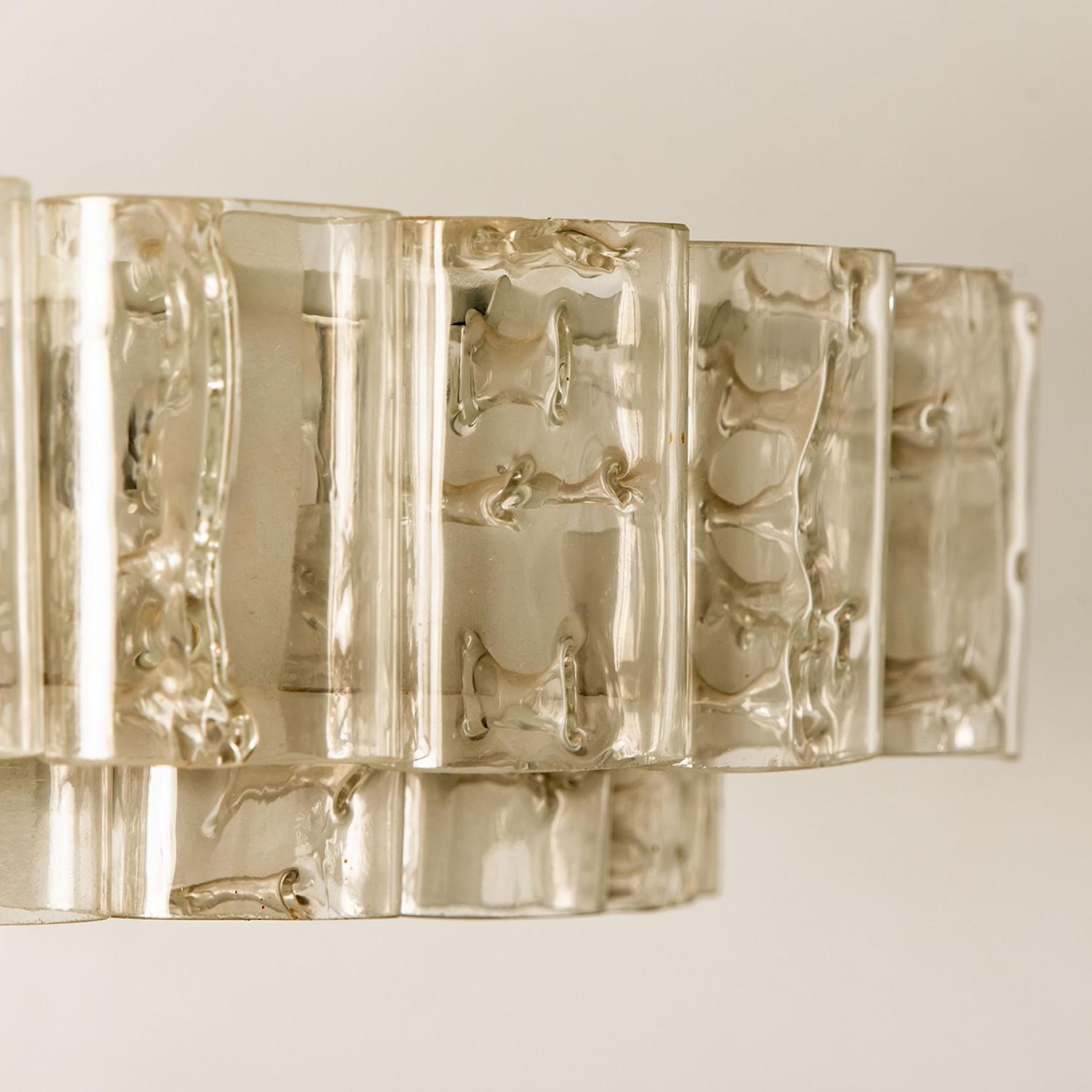20th Century Large Glass and Brass Pendant by Doria, 1970s For Sale