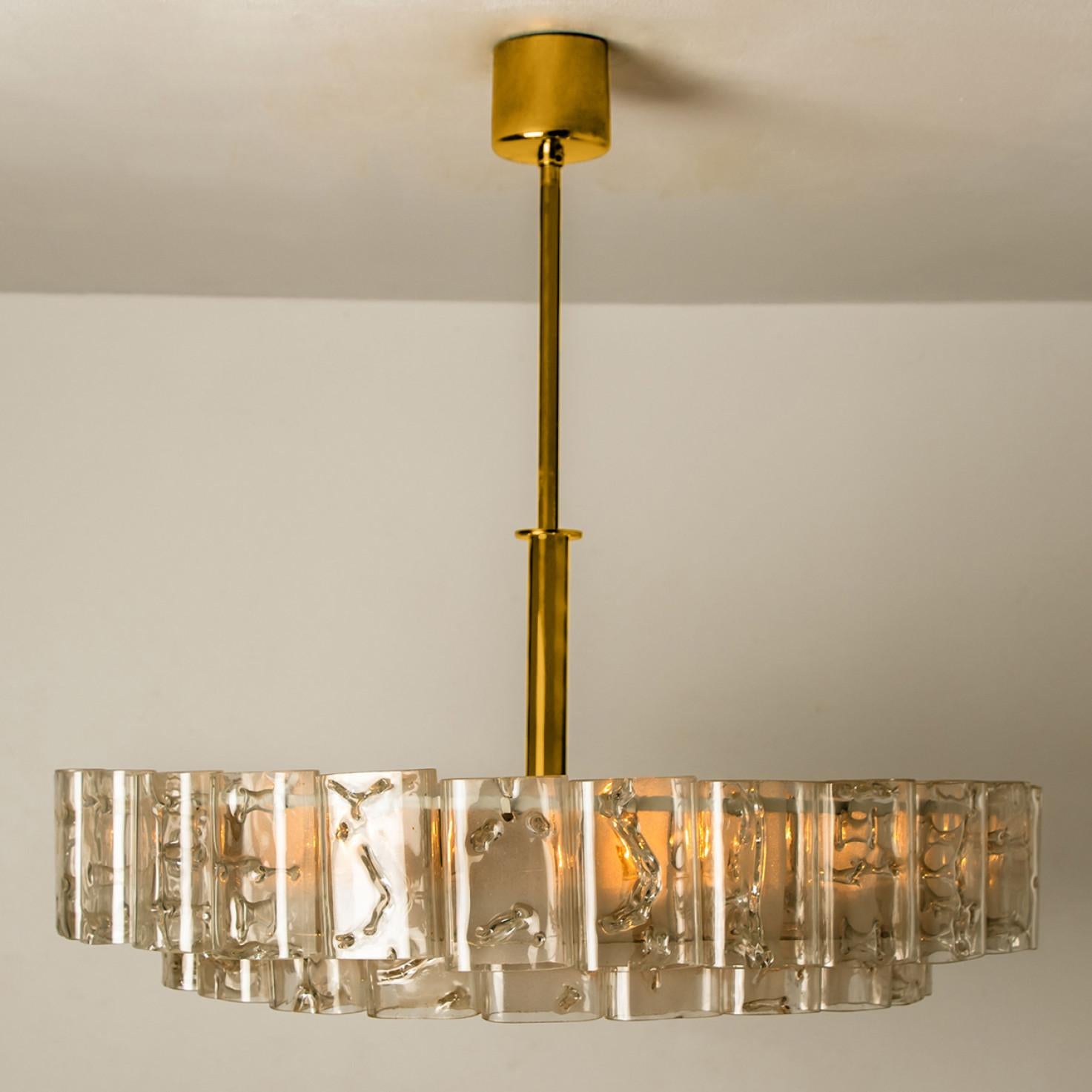 Large Glass and Brass Pendant by Doria, 1970s For Sale 2
