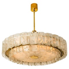 Large Glass and Brass Pendant by Doria, 1970s