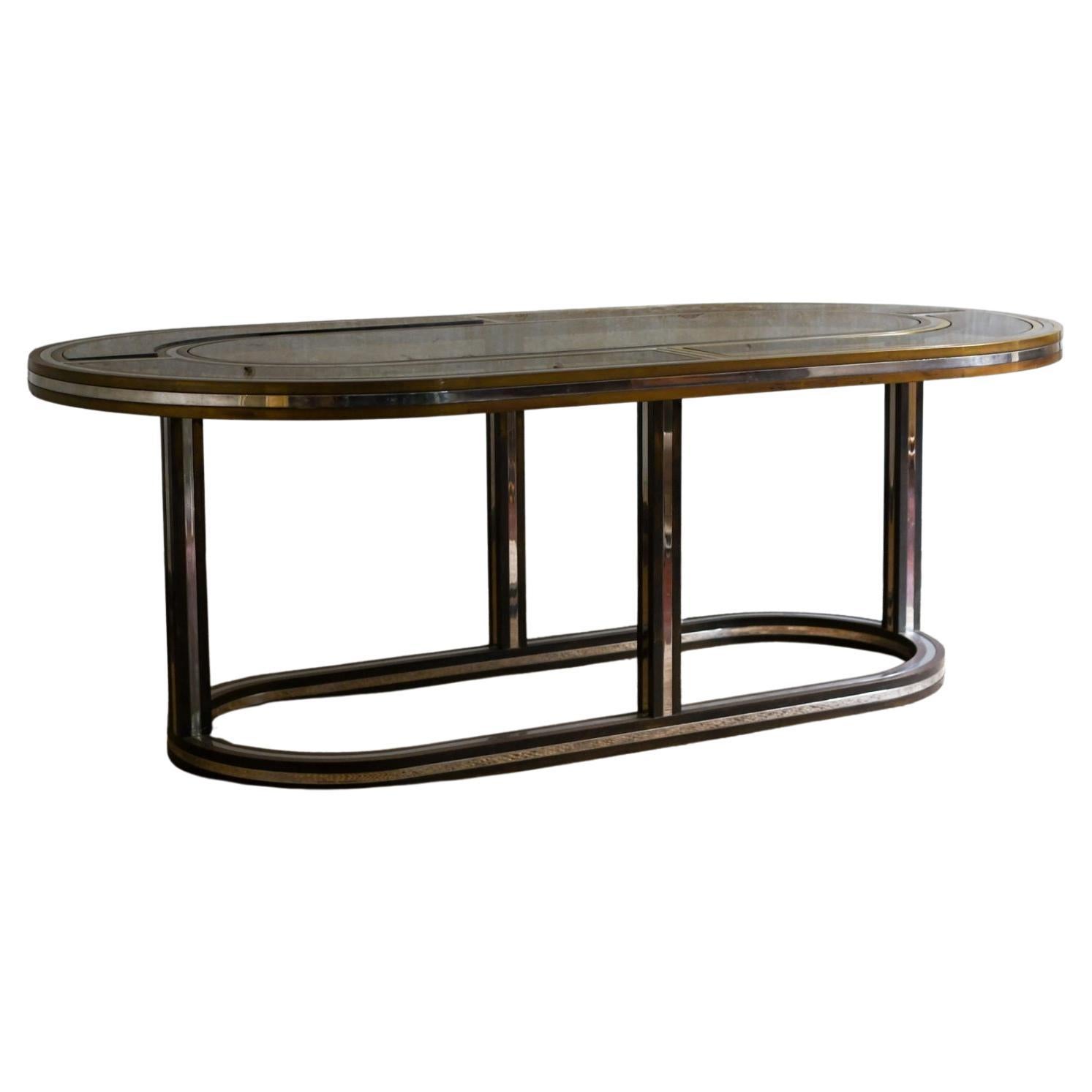Large Glass and Brass Table For Sale