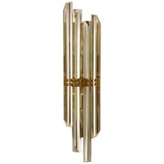 Large Glass and Brass Wall Sconce by Honsel, Germany, 1980s