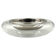 Large Glass and Chrome Centerpiece Bowl, Italy, 1970s