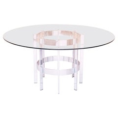 Large Glass And Chrome Dining Table By Richard Young for Merrow Associates, 1960