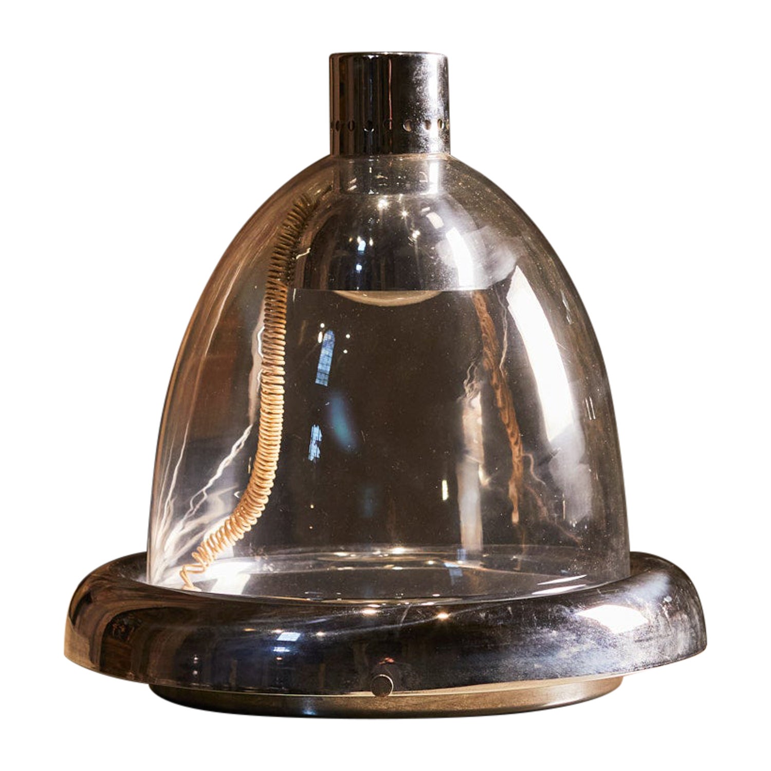 Große Tischlampe aus Glas und Chrom, mod.  „Lessa“ von Ve Art, 1972 im Angebot