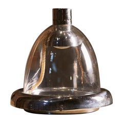 Large glass and chrome table lamp, mod.  "Lessa" by Ve Art, 1972