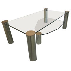 Grande table basse en verre et nickel "Arctic Slab" par Yves Maxx