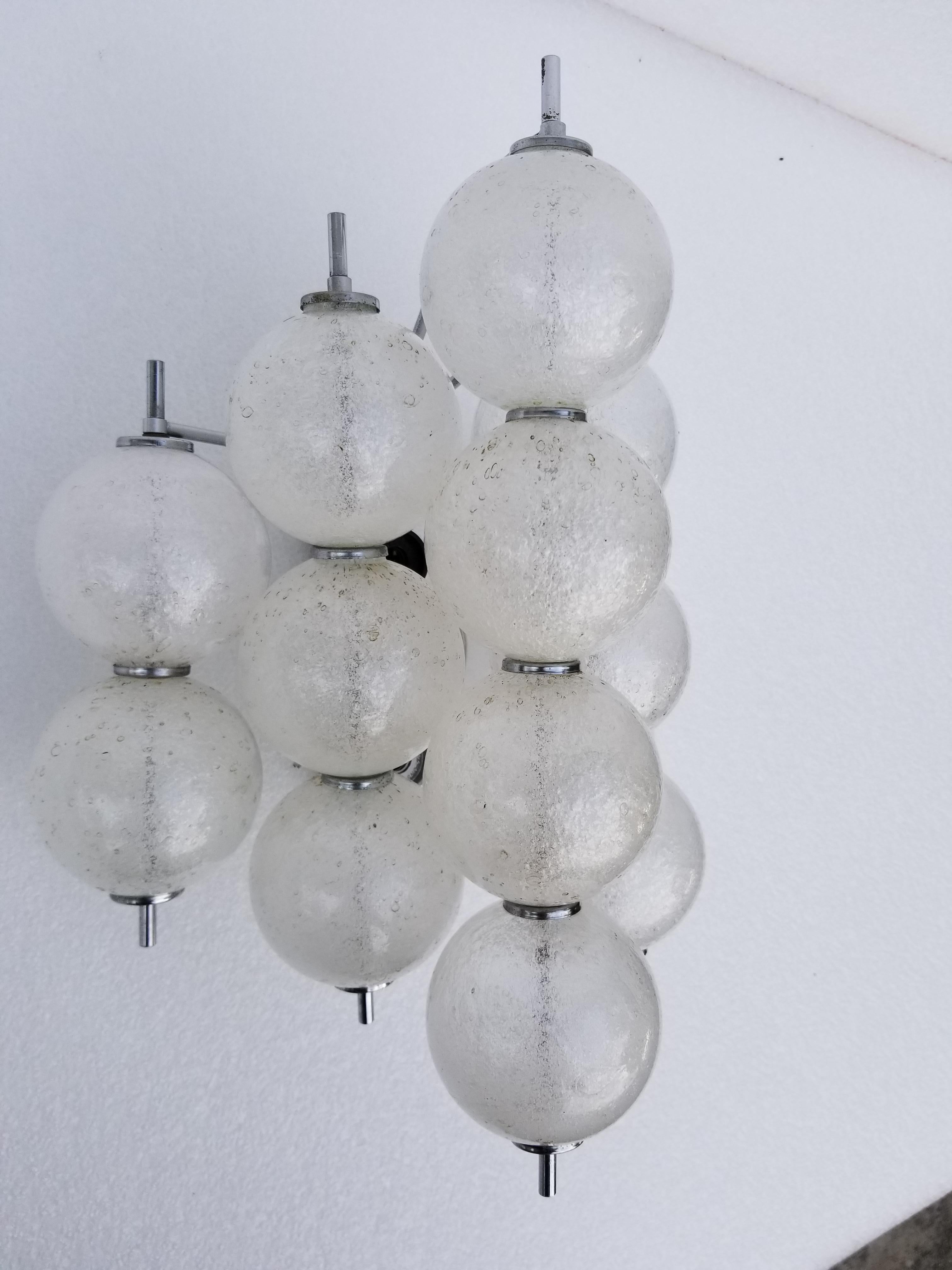 Large Glass Ball Kalmar Sconce In Good Condition For Sale In Miami, FL