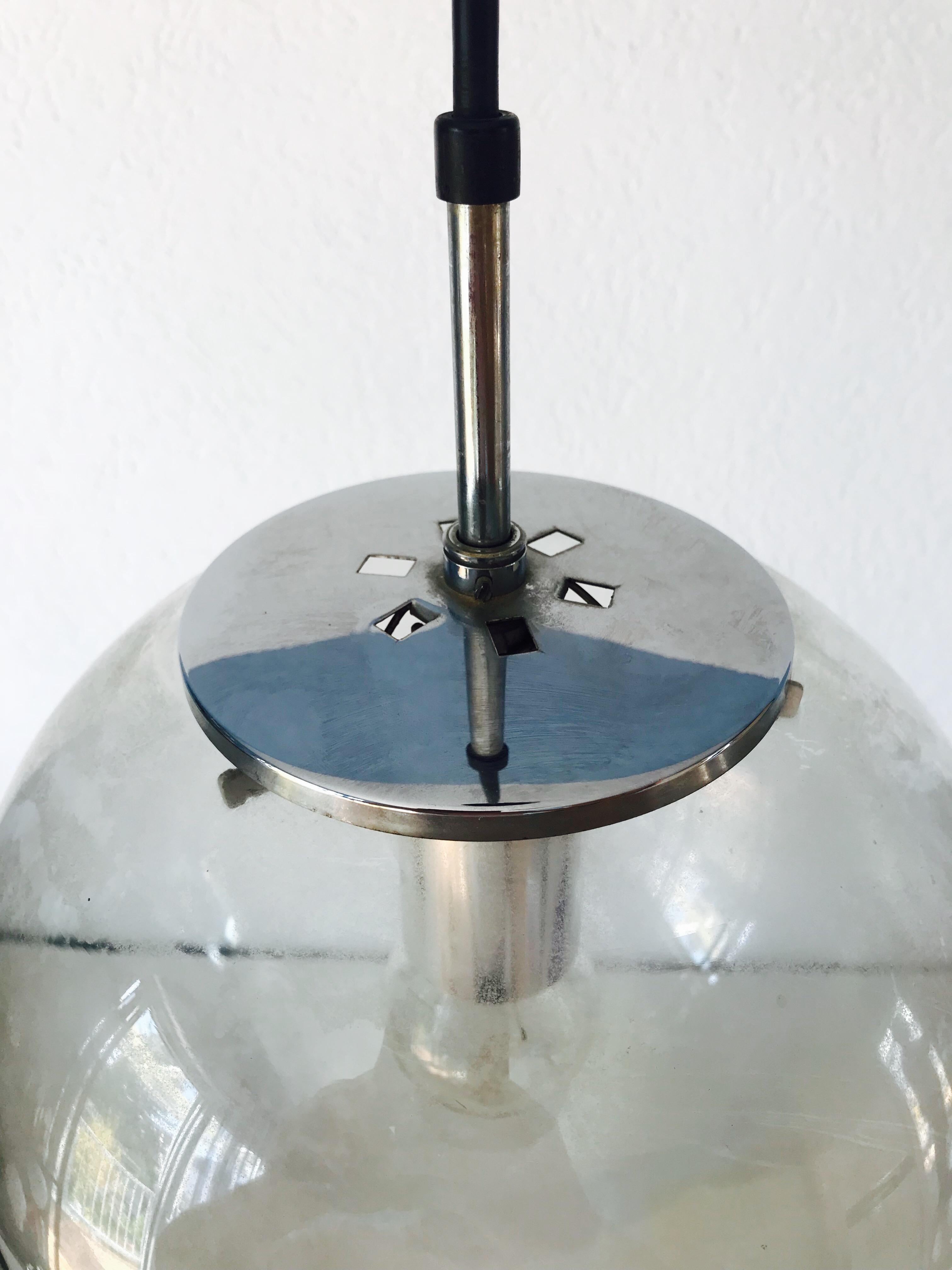 Mid-Century Modern Large Glass Ball Pendant Lamp by Glashütte Limburg, 1970s