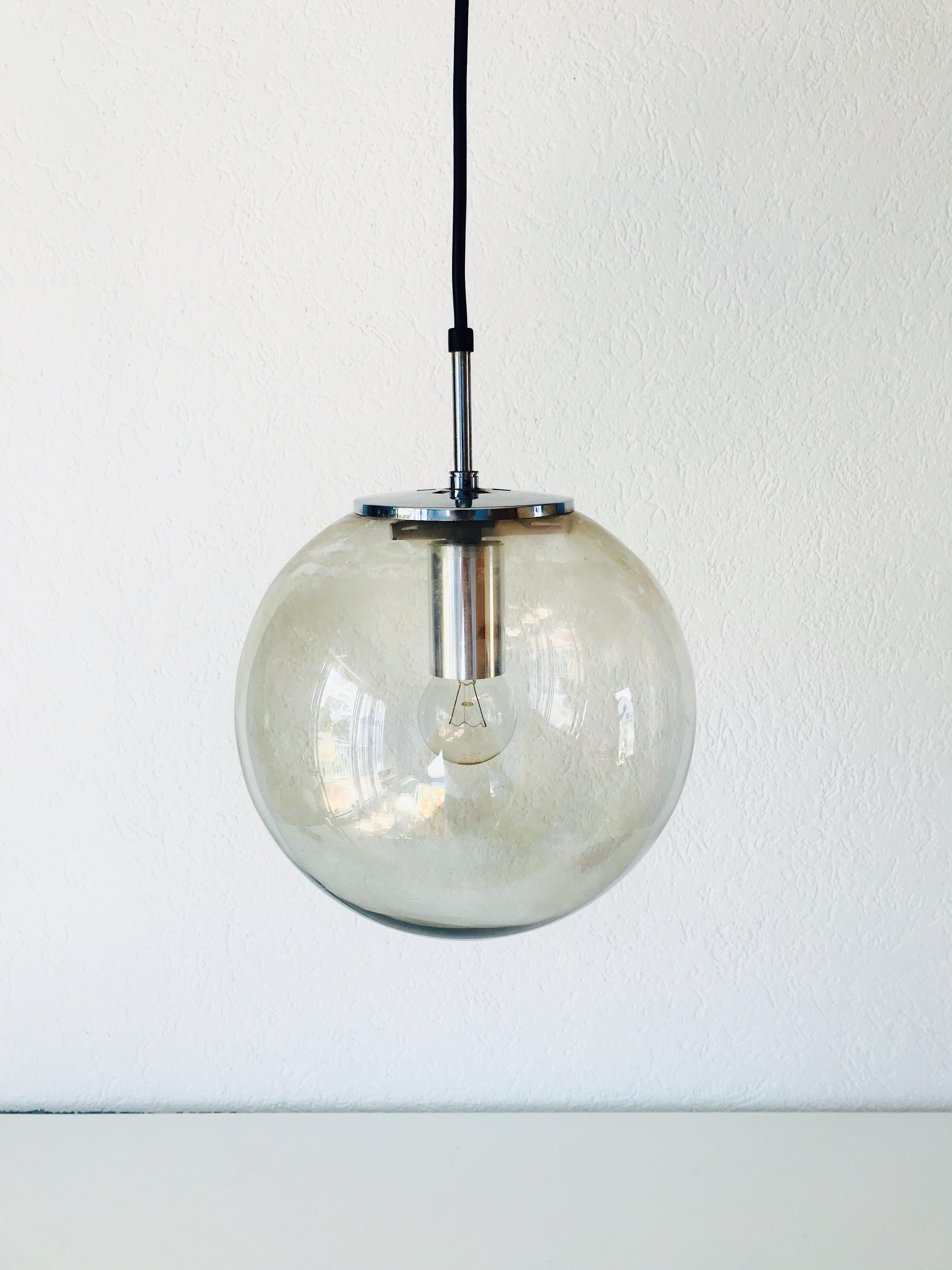 Large Glass Ball Pendant Lamp by Glashütte Limburg, 1970s 1