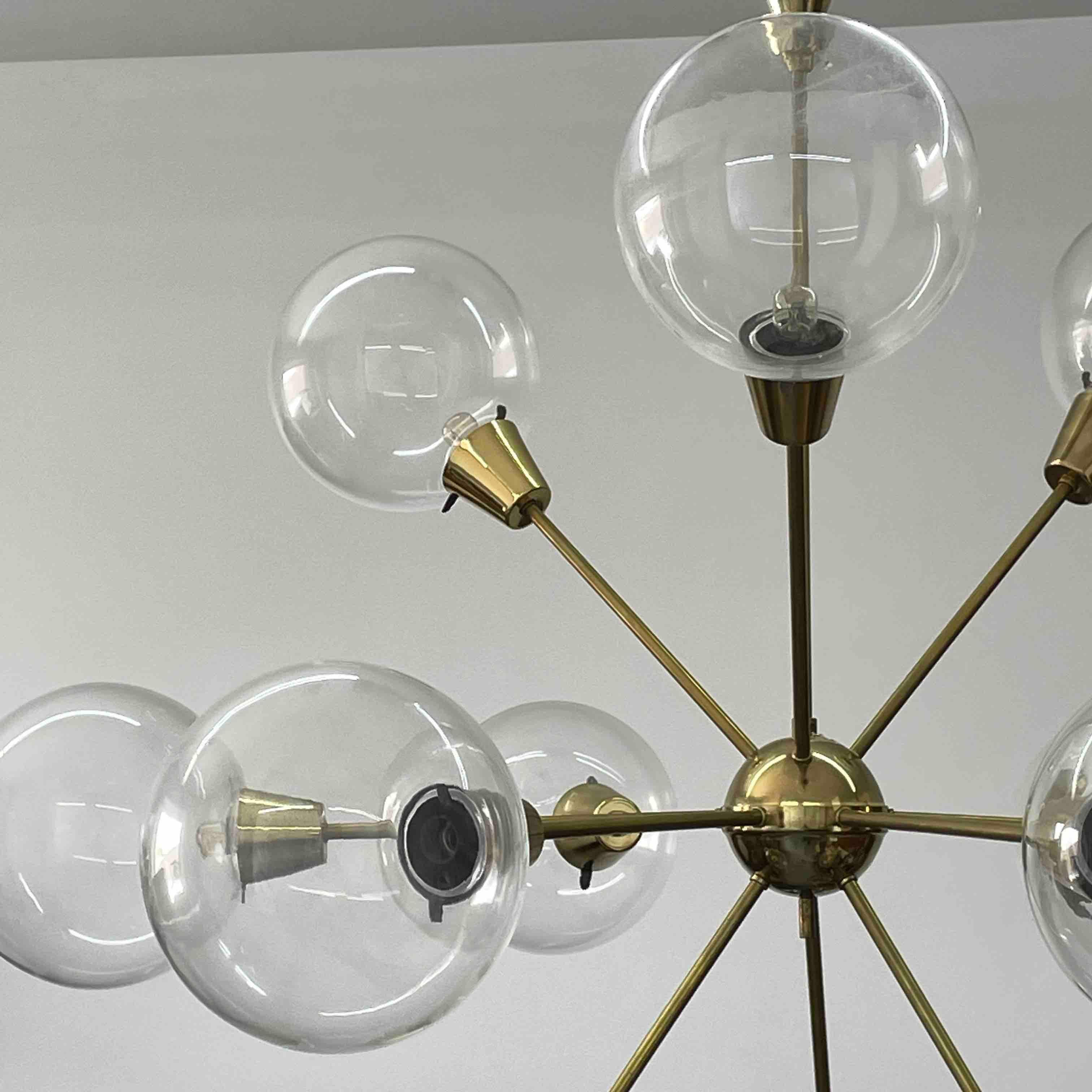 Large Glass Ball & Sputnik Chandelier by Kamenický Šenov, 1960s For Sale 2