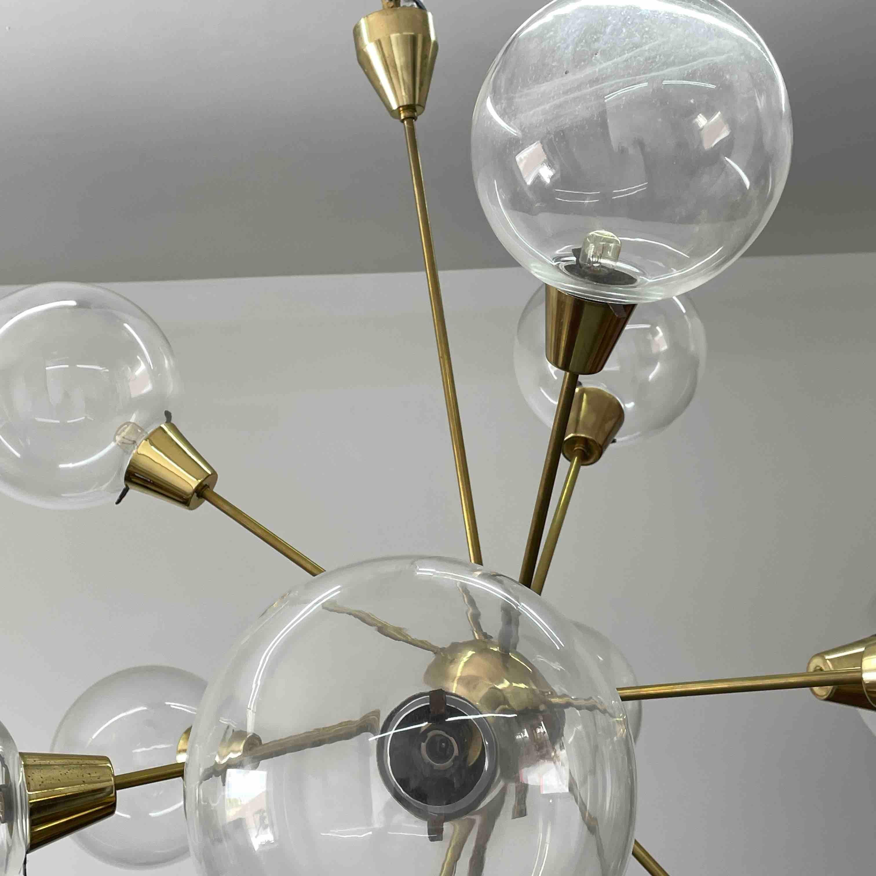 Large Glass Ball & Sputnik Chandelier by Kamenický Šenov, 1960s For Sale 5