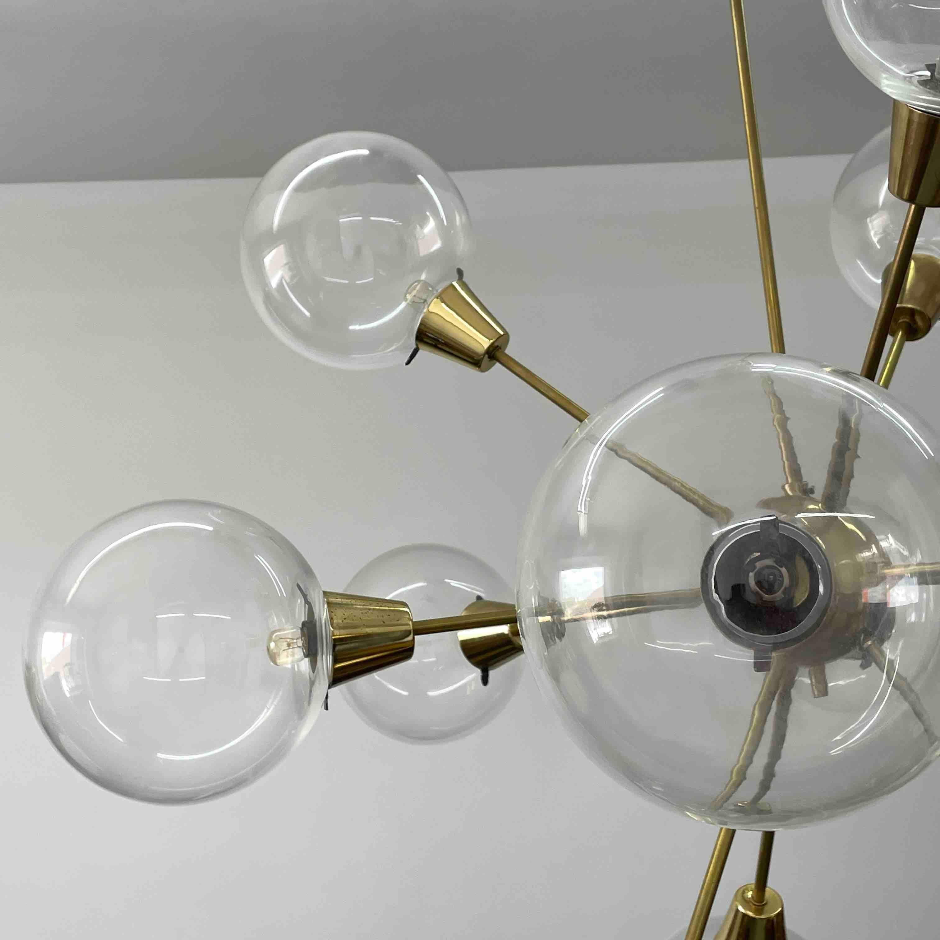Large Glass Ball & Sputnik Chandelier by Kamenický Šenov, 1960s For Sale 6