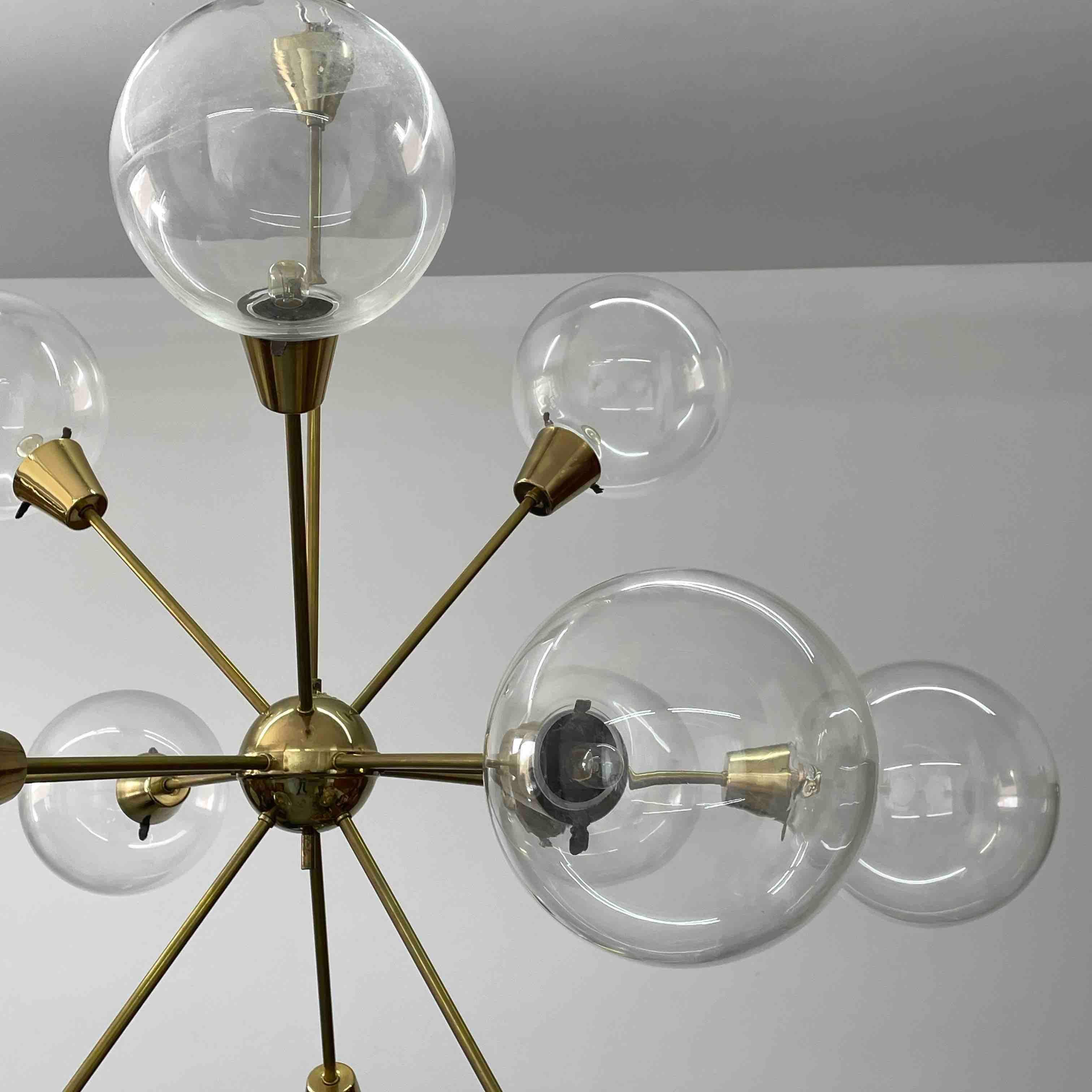 Large Glass Ball & Sputnik Chandelier by Kamenický Šenov, 1960s For Sale 9