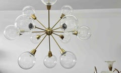 Large Glass Ball & Sputnik Chandelier by Kamenický Šenov, 1960s