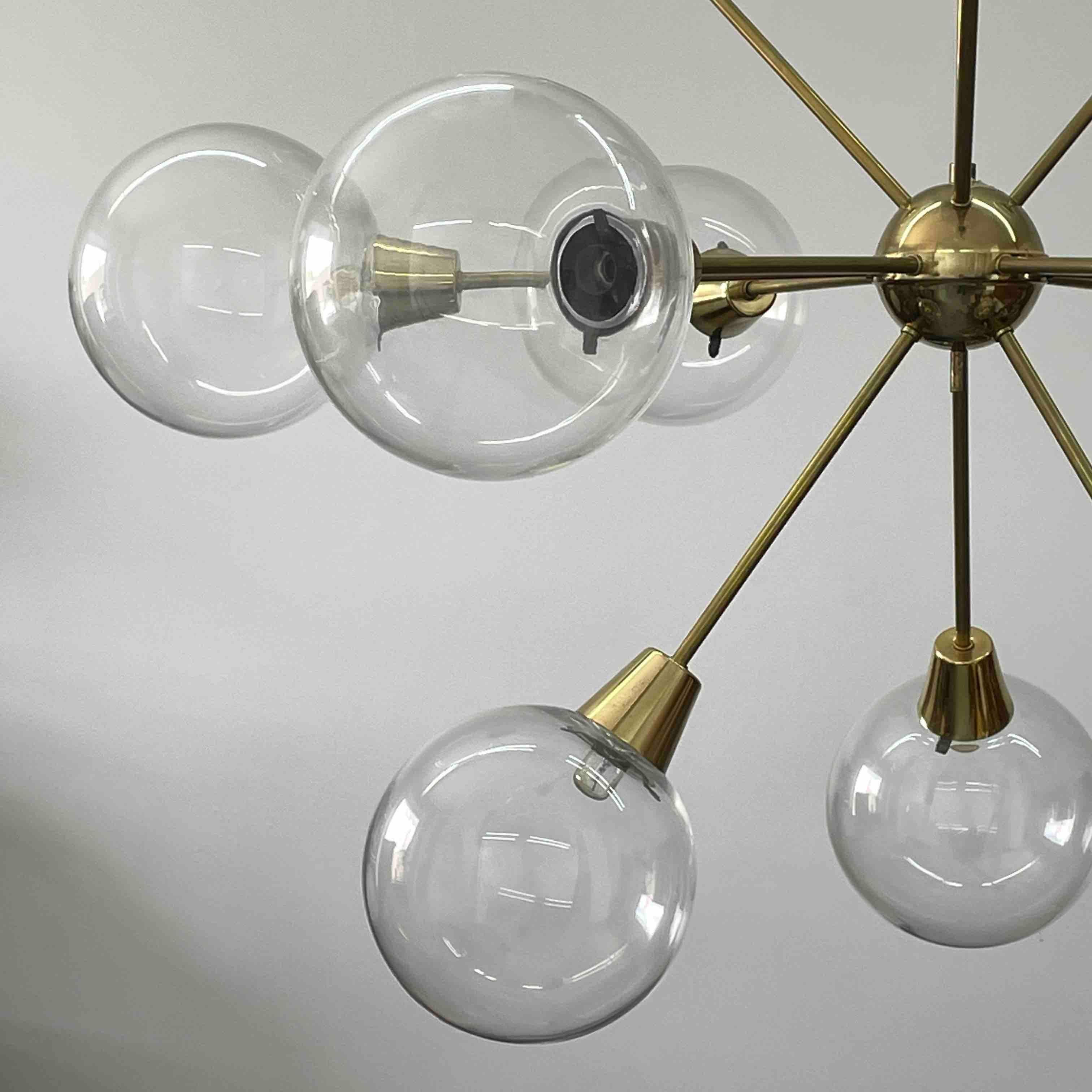 Mid-20th Century Large Glass Ball & Sputnik Chandelier by Kamenický Šenov, 1960s For Sale