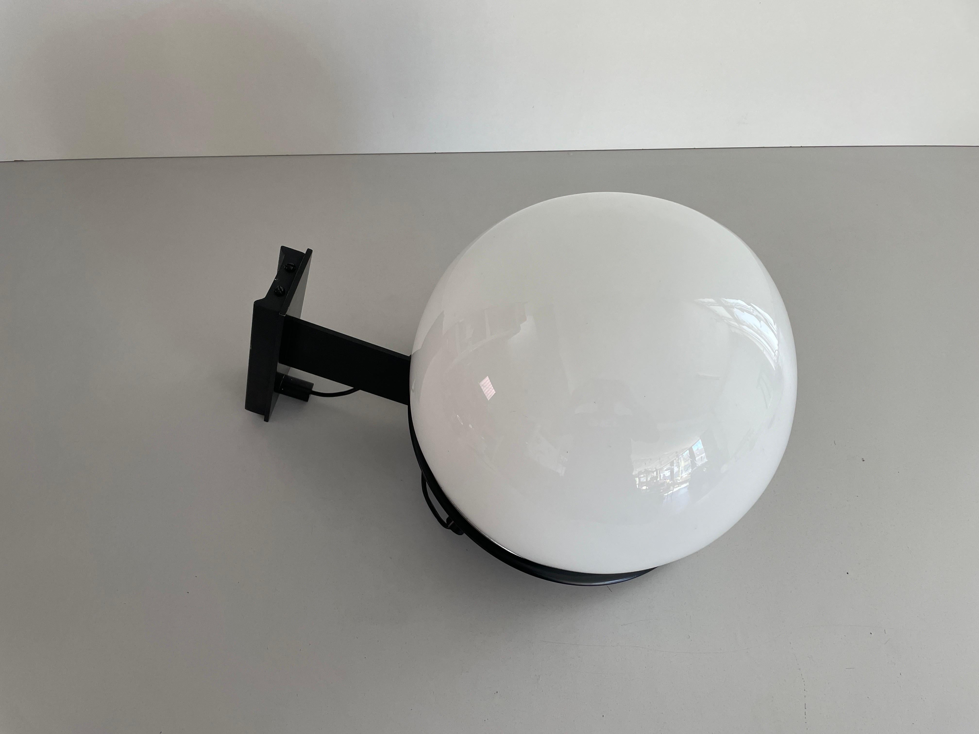 Metal Large Glass Ball Wall Lamp by Candle, 1960s, Italy For Sale