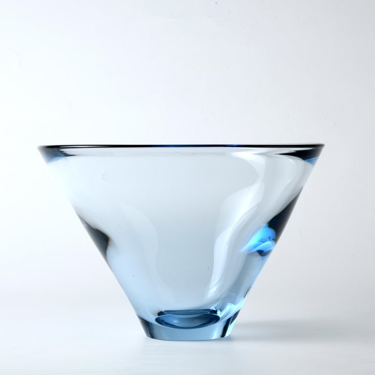 Large Glass Bowl Design Per Lutken for Holmegaard in Denmark in the 60s